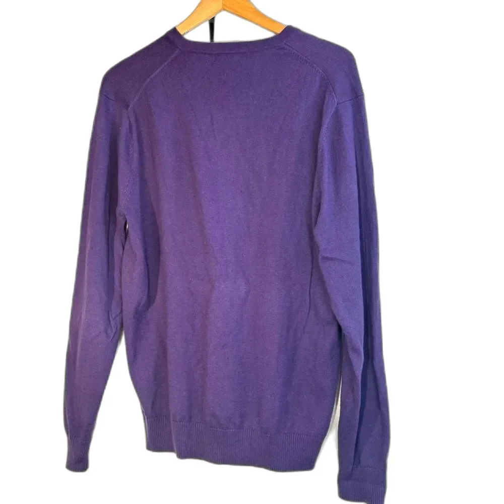 Alan Flusser‎ Men's Purple V-Neck Sweater Lightweight size Small